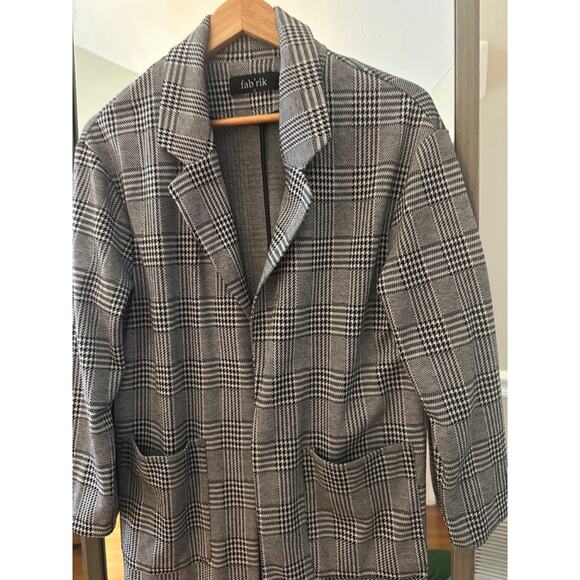 Fabrik Open Front Gilmore Plaid Coat Gray Size S - Picture 5 of 5